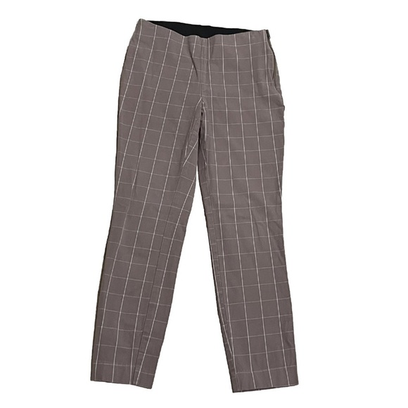 A New Day Bi Stretch Skinny Ankle Pants Mid Rise Beige Gray Brown Plaid Size 2 - Picture 1 of 9